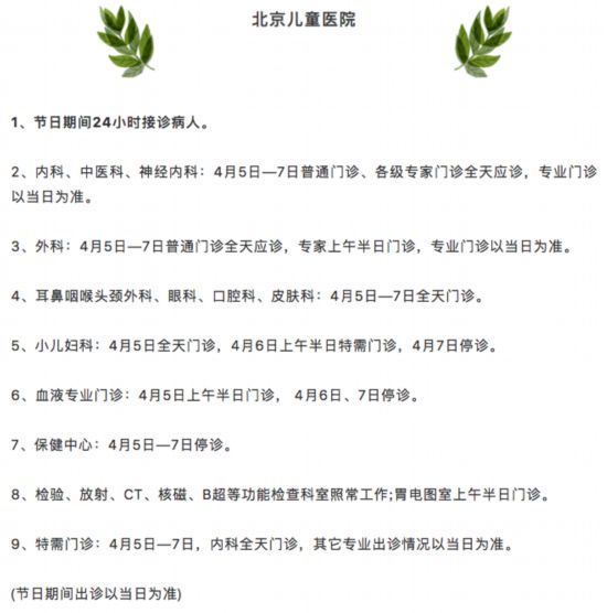 清明假期北京22家市屬醫院出診信息,快收藏 清明假期北京22家市屬醫院出診信息,快收藏