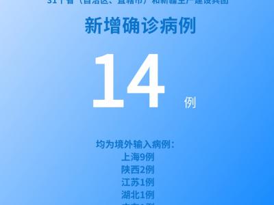 國家衛健委：5月18日新增新冠肺炎確診病例14例均為境外輸入病例