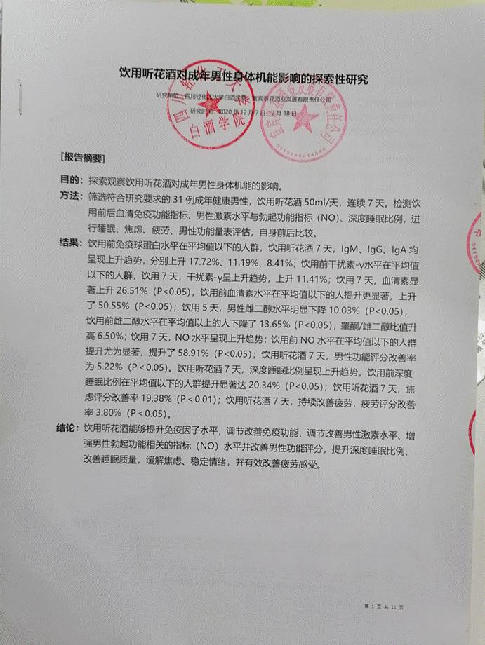 聽花“生津白酒”最新醫學研究成果發布 男女健康化價值受關注