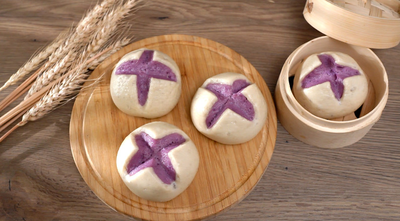 紫薯花開饅頭的做法-甜味蒸菜譜-易網健康養生網 紫薯花開饅頭的做法-甜味蒸菜譜