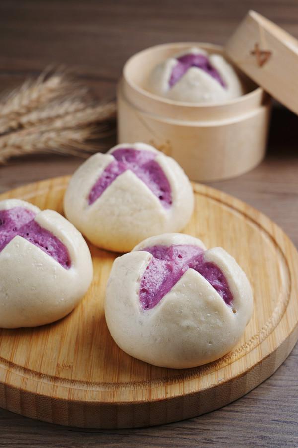 紫薯花開饅頭的做法-甜味蒸菜譜-易網健康養生網 紫薯花開饅頭的做法-甜味蒸菜譜