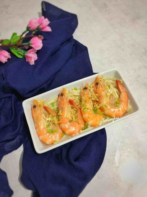 蝦蒸金針菇#午餐#的做法-家常味蒸菜譜-易網健康養生網 蝦蒸金針菇#午餐#的做法-家常味蒸菜譜