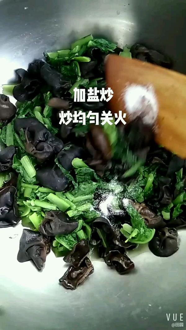 木耳燒小白菜的做法-家常味燒菜譜