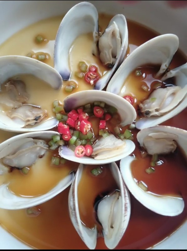 《海貝雞蛋羹》的做法-咸鮮味蒸菜譜