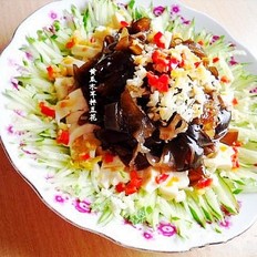 黃瓜木耳拌豆花的做法-酸辣味拌菜譜