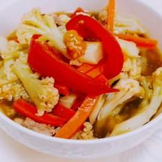 西紅柿燜菜花的做法-家常味燜菜譜