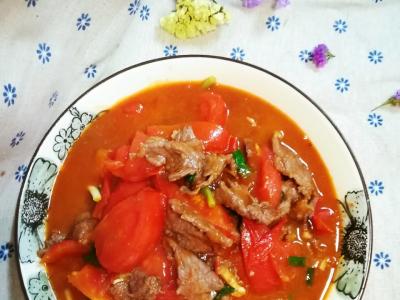 番茄炒牛肉的做法-家常味炒菜譜