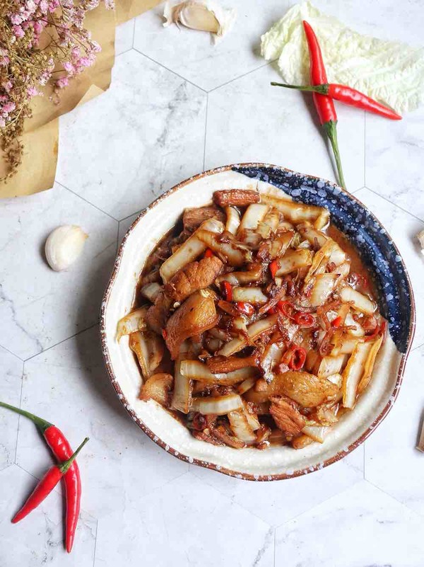 白菜幫炒肉的做法-香辣味炒菜譜