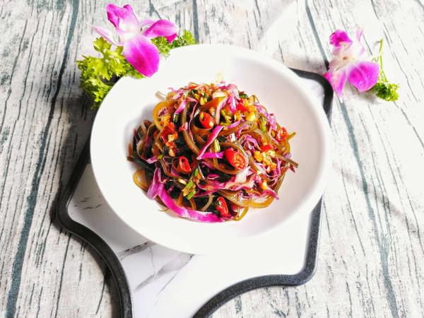 紫甘藍拌海帶絲的做法-酸辣味拌菜譜