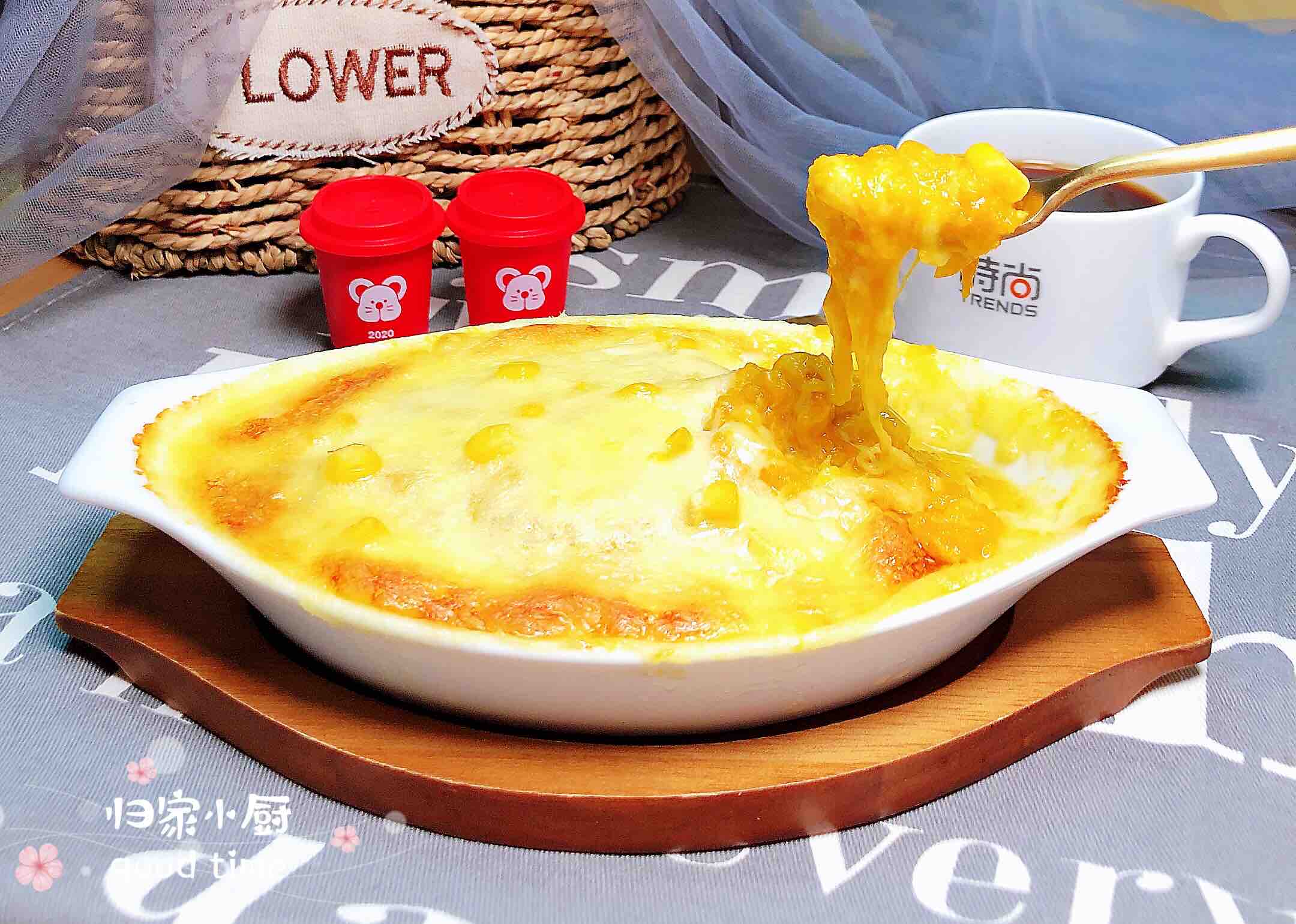 芝士焗玉米南瓜的做法-甜味烤菜譜