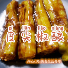 #深夜最饞的美食#虎皮尖椒釀肉的做法-香辣味燜菜譜