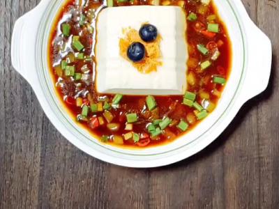 #深更半夜最饞的美食#蘸汁豆腐的作法-酸辣味拌菜譜