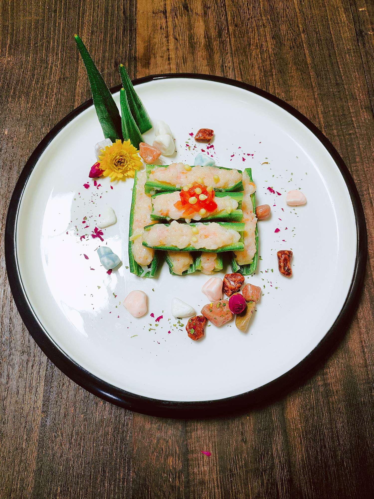 #深夜最饞的美食#百花釀秋葵的做法-咸鮮味蒸菜譜