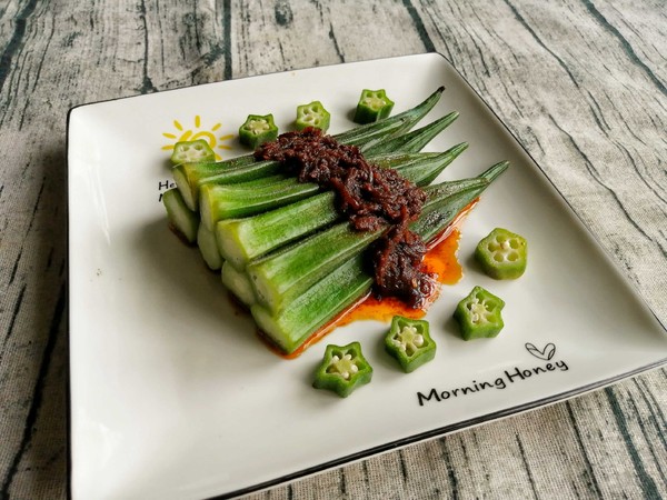 蝦蓉醬拌秋葵的做法-咸鮮味煮菜譜