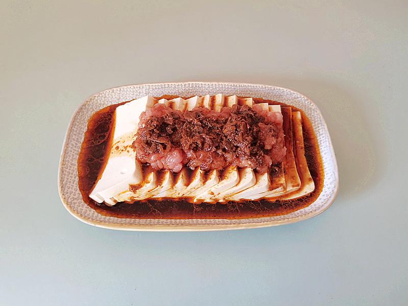 蝦蓉醬蒸肉末豆腐的做法-咸鮮味蒸菜譜