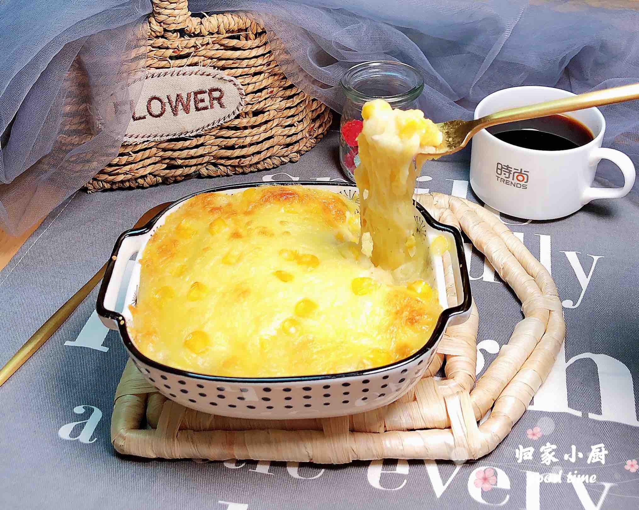 芝士焗玉米土豆泥的做法-黑椒味烤菜譜