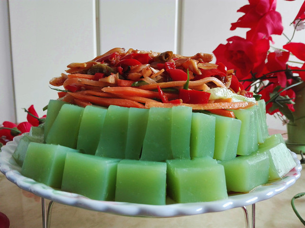 黃瓜汁豌豆涼粉的做法-酸辣味煮菜譜