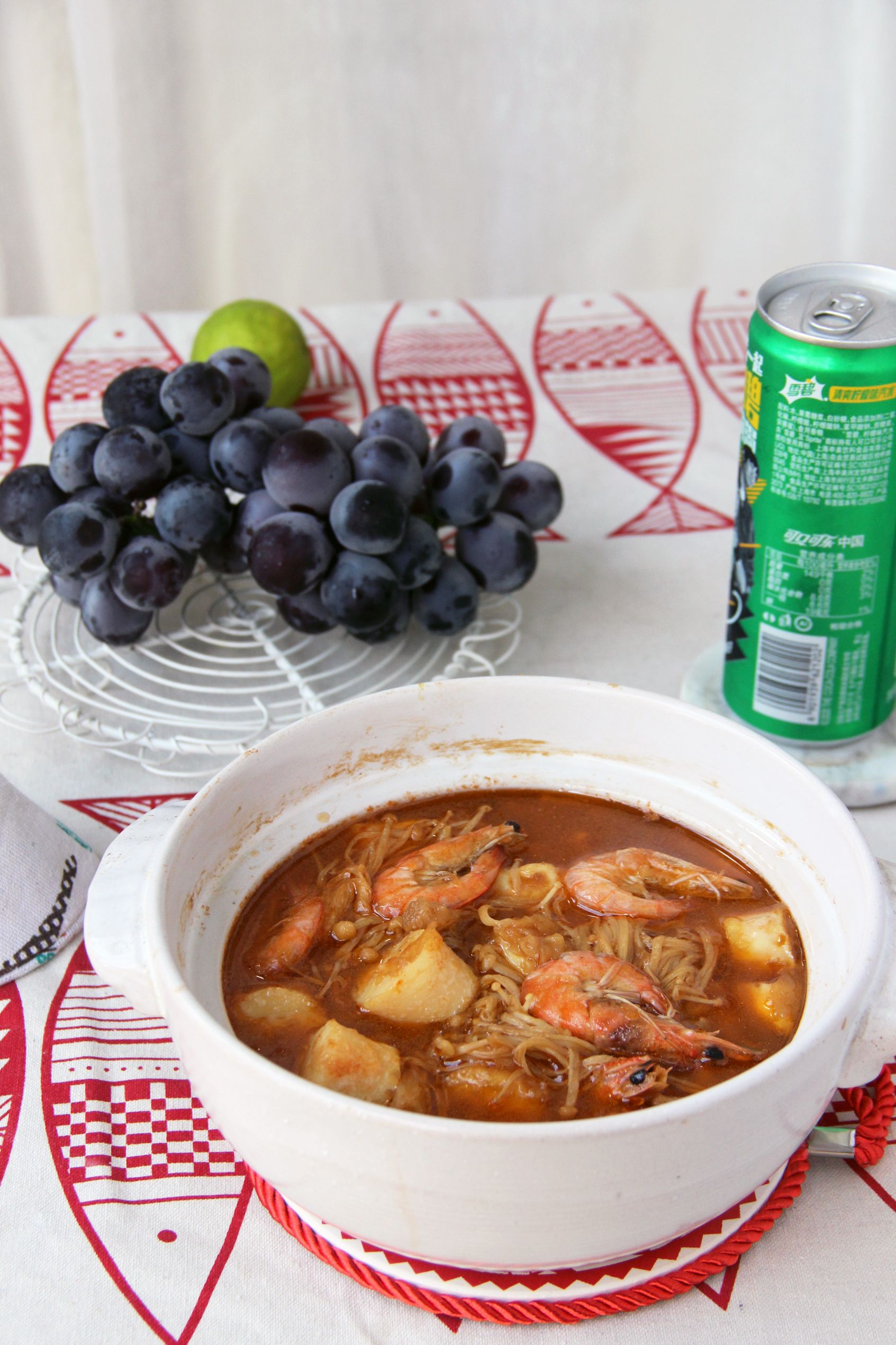 金針菇鮮蝦豆腐煲的做法-咸鮮味煮菜譜