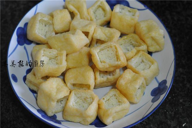 七彩糯米飯蒸塞油豆腐的做法-家常味蒸菜譜