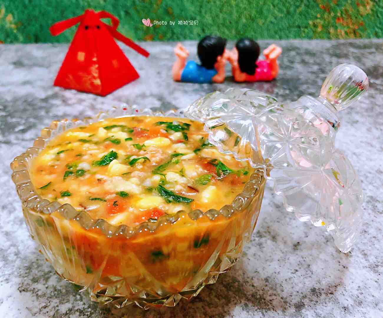 西紅柿香菇芹菜葉豬肉疙瘩湯的做法-家常味煮菜譜