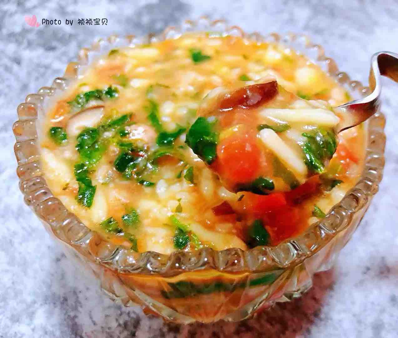 西紅柿香菇芹菜葉豬肉疙瘩湯的做法-家常味煮菜譜