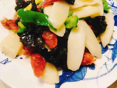 火腿山藥木耳的做法-家常味炒菜譜