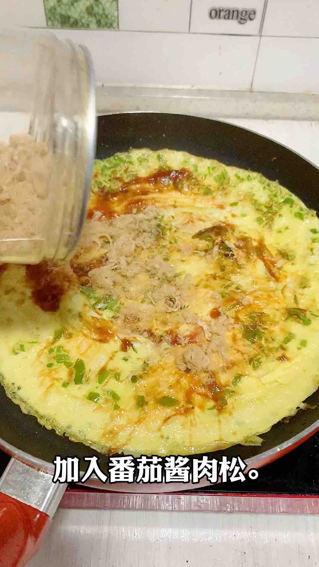 肉松菜椒蛋餅，簡單易做孩子喜歡的做法-家常味煎菜譜