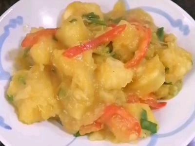 家鄉(xiāng)的味道~咖喱炒木薯的做法-咖喱味炒菜譜