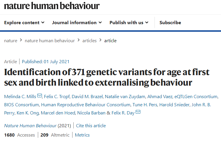 國家催生為何無用?Nature子刊:何時結(jié)婚生子,或早已刻在基因里 國家催生為何無用?Nature子刊:何時結(jié)婚生子,或早已刻在基因里